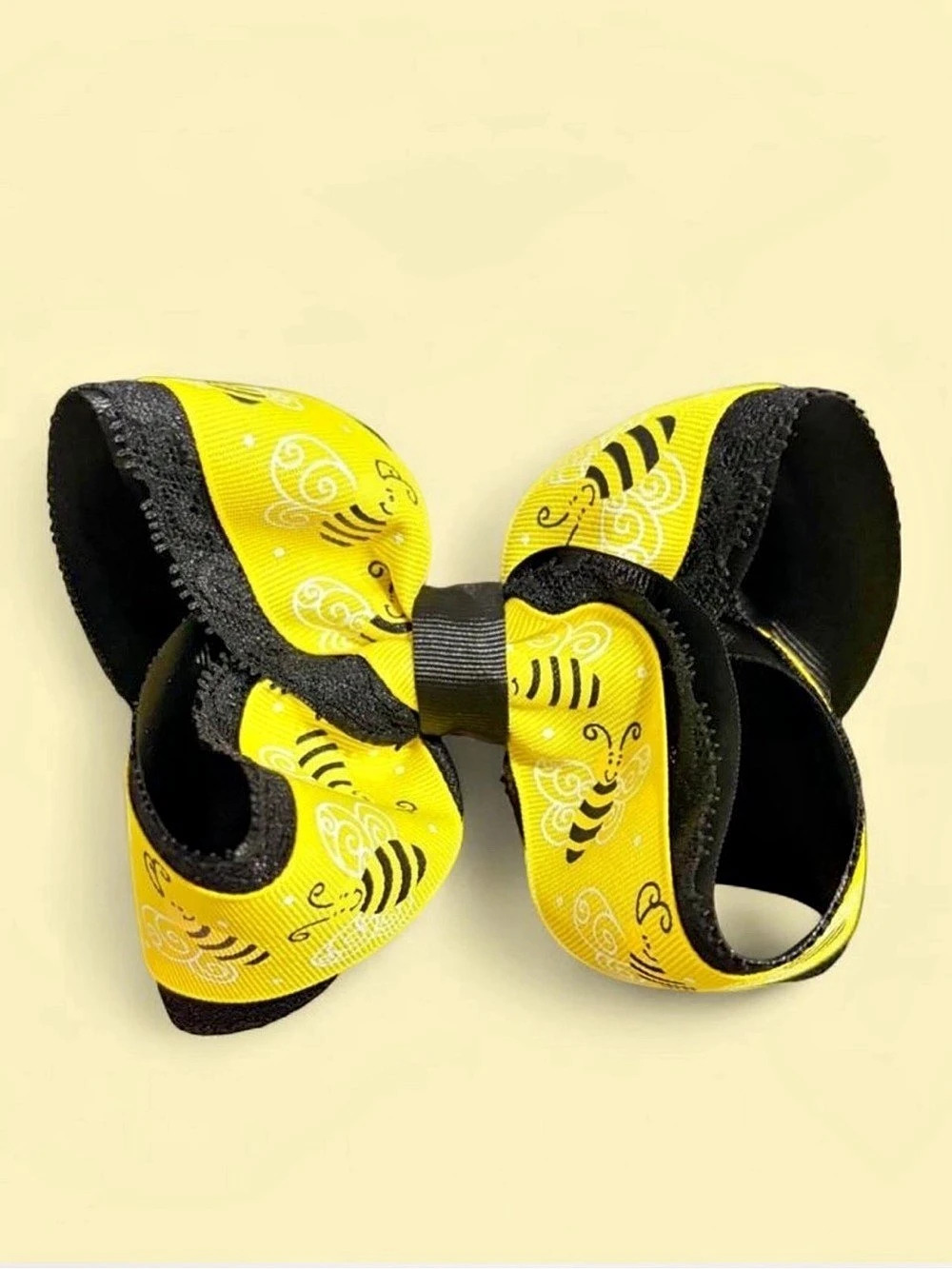 Bee Print Hair Bow in Yellow & Black